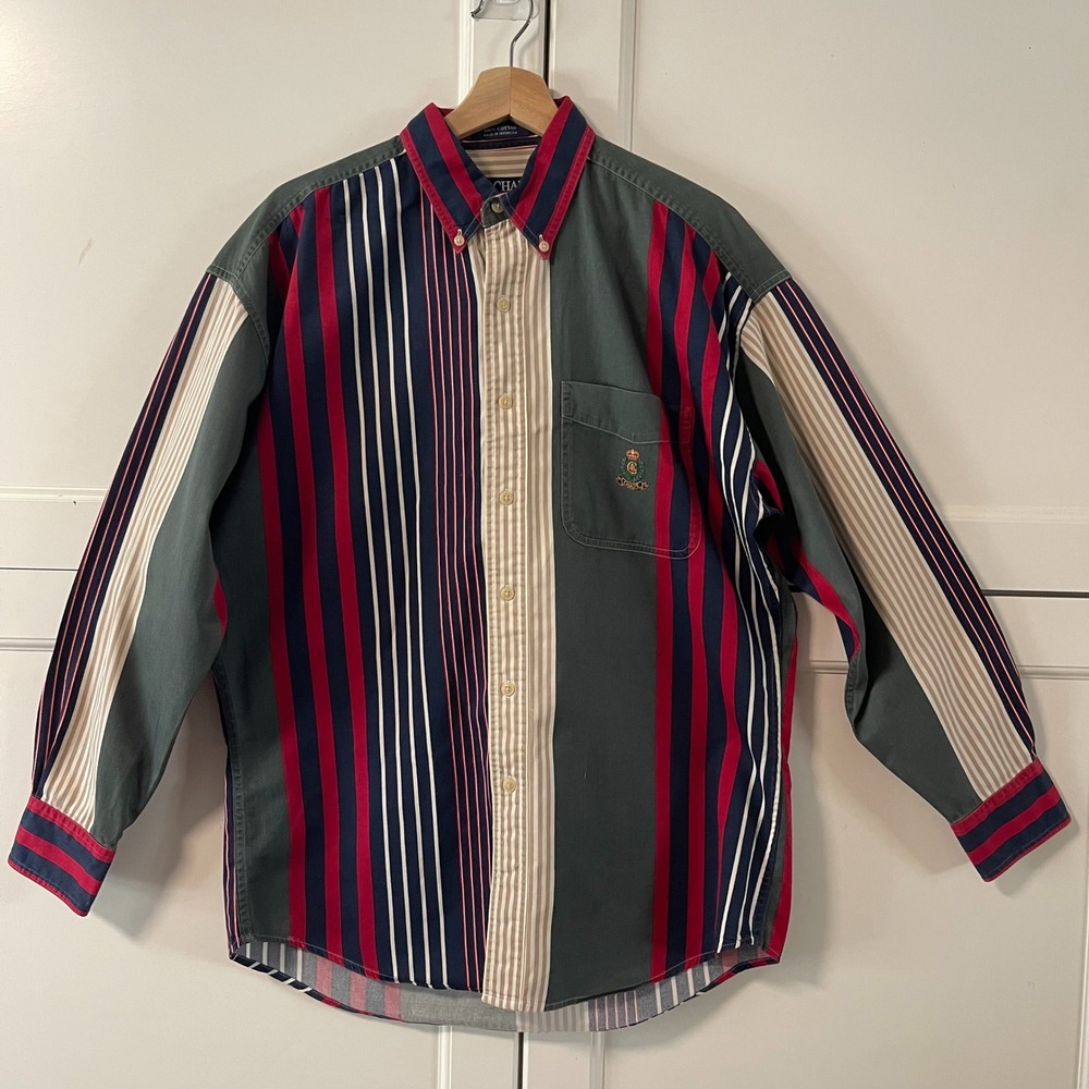 Chaps Ralph Lauren Mens Multi Color Stripe Button Down Med. long sleeve Vintage